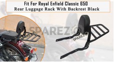 Fit For Royal Enfield Classic 650 Rear Luggage Rack With Backrest Black - SPAREZO
